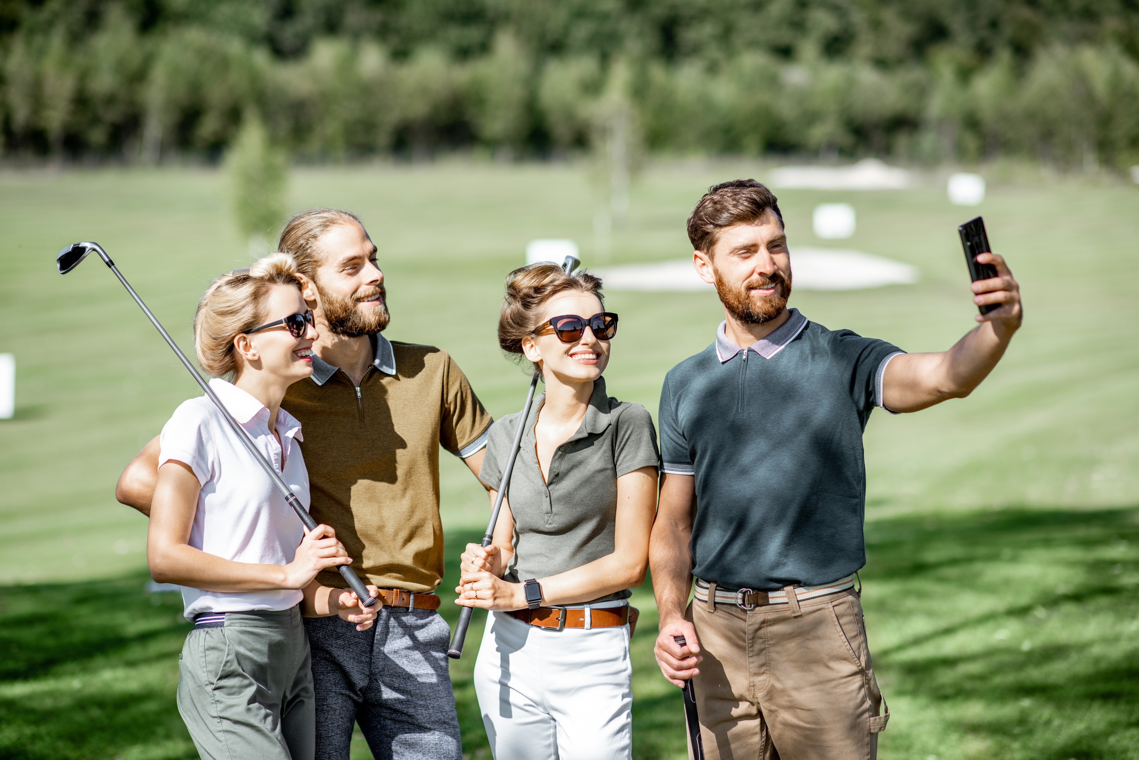 Golfers taking a selfie on the course